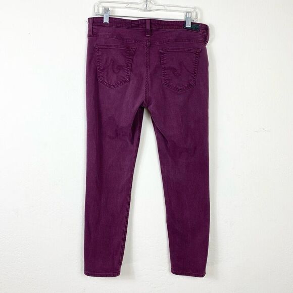 AG Adriano Goldschmied Purple Stevie Ankle Cropped Slim Straight Jeans Size 32 - Picture 3 of 7